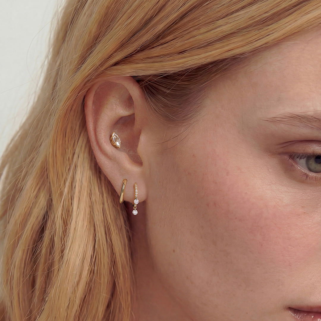 Nella Woven — huggie earrings, view 3