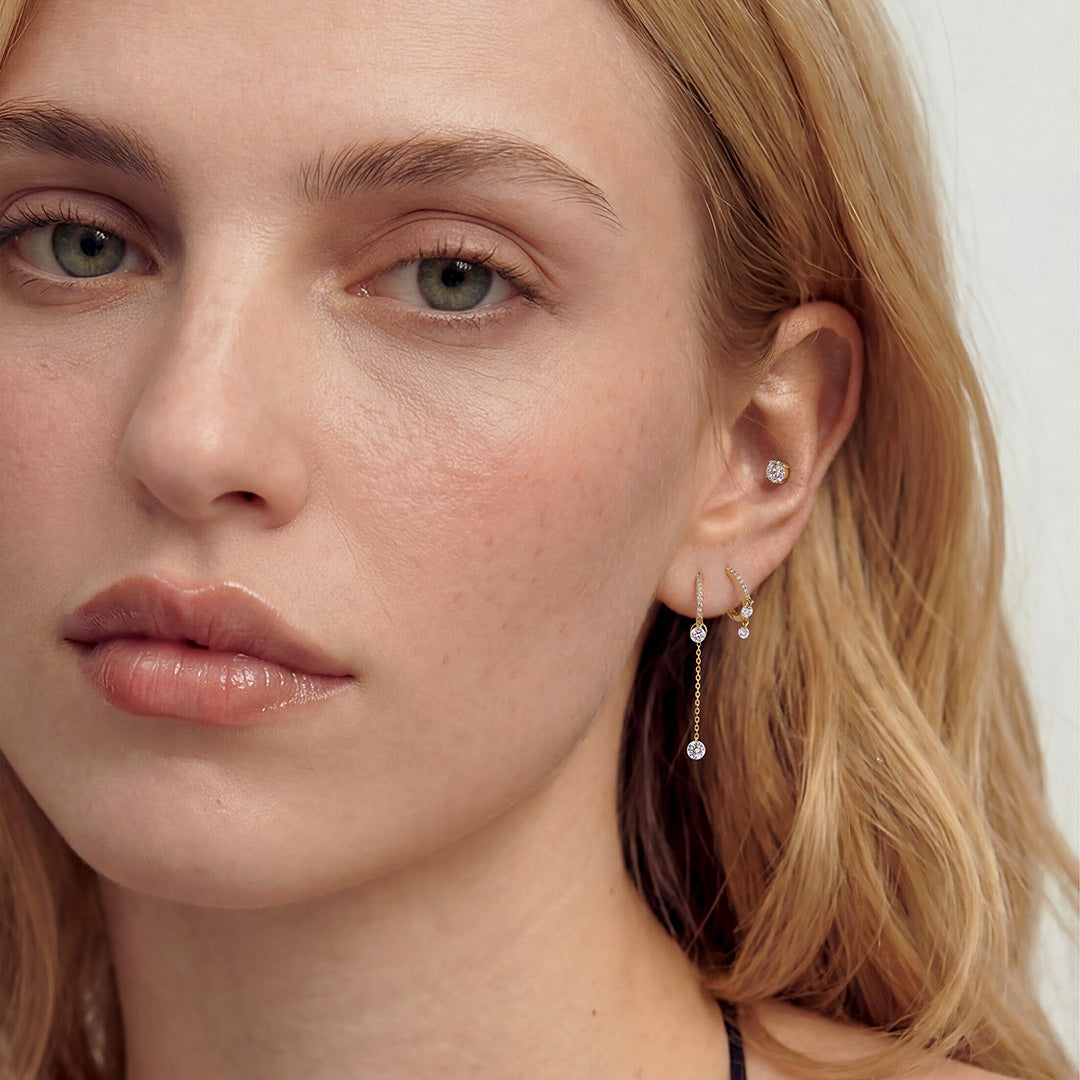 Mirelle Line — huggie earrings, view 3