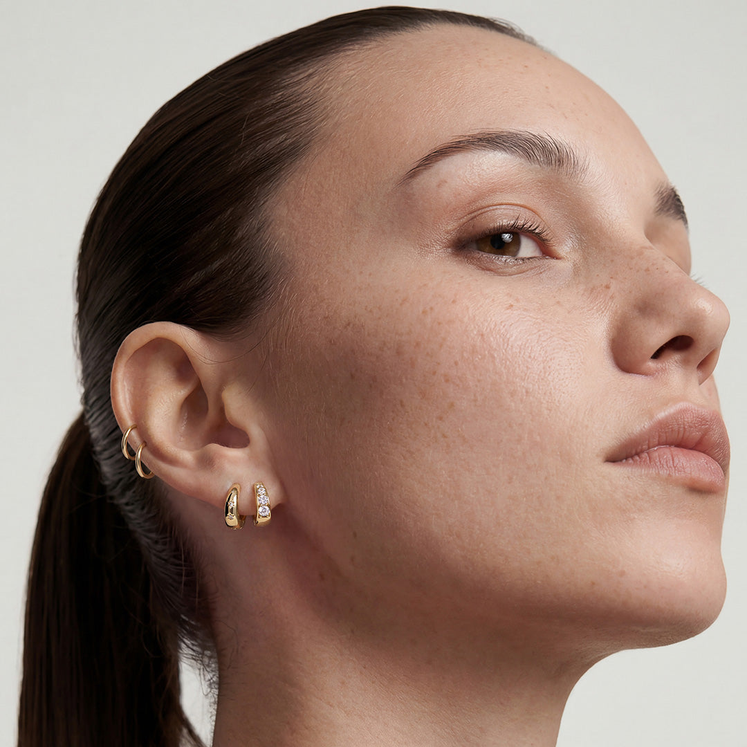 Noema Halo — huggie earrings, view 3