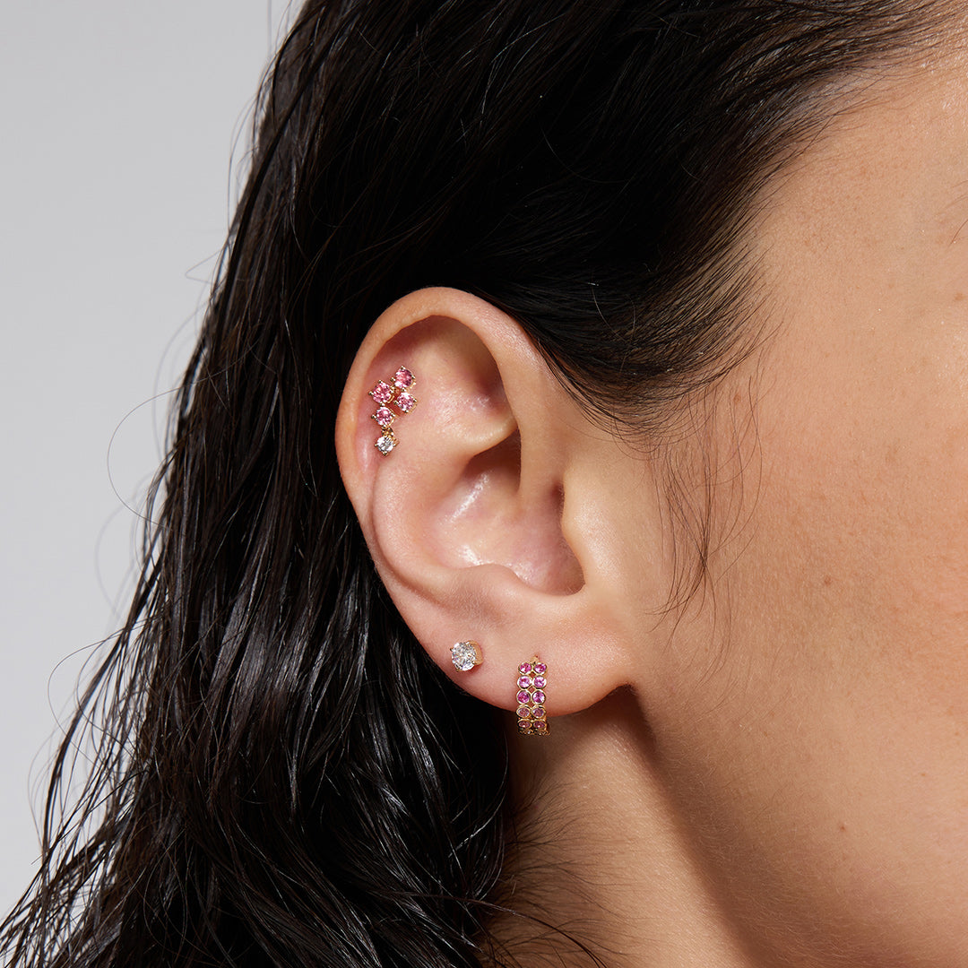 Roselle Flame — huggie earrings, view 2