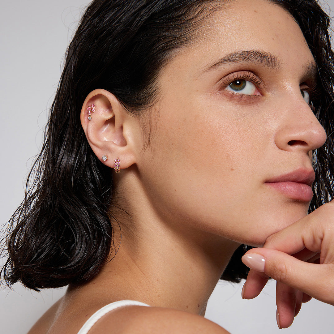 Roselle Flame — huggie earrings, view 3