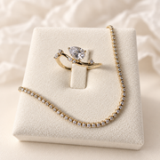 Arden Flame ring with Sola Promise bracelet, ivory styling; bracelet sold separately