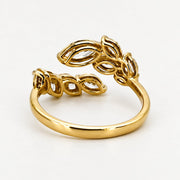 Laurel yellow gold diamond leaf ring, rear detail