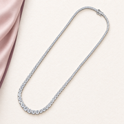 Lenora — Graduated Moissanite Necklace — Graduated necklace, full view.