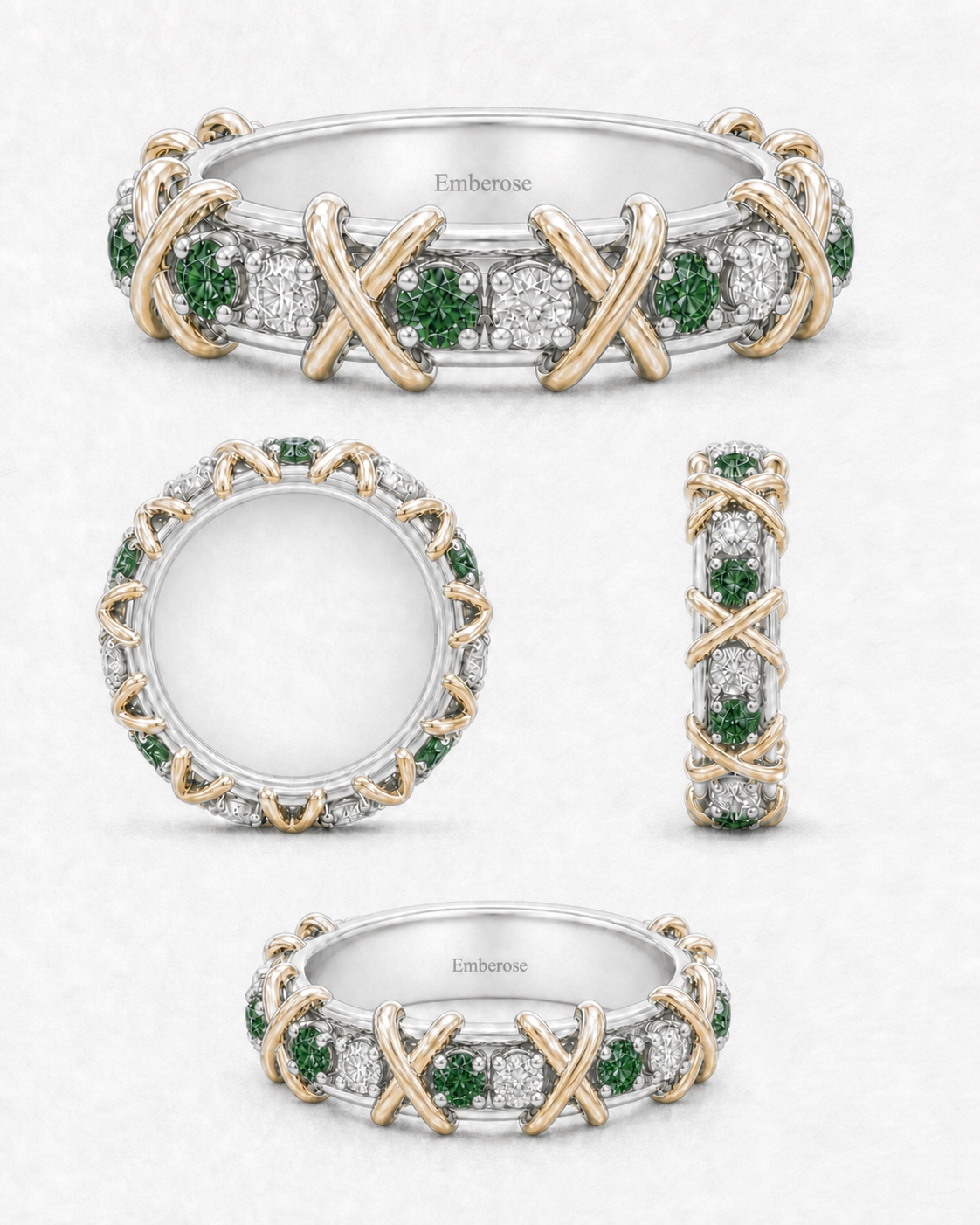 Ember Thread ring design study in green and white