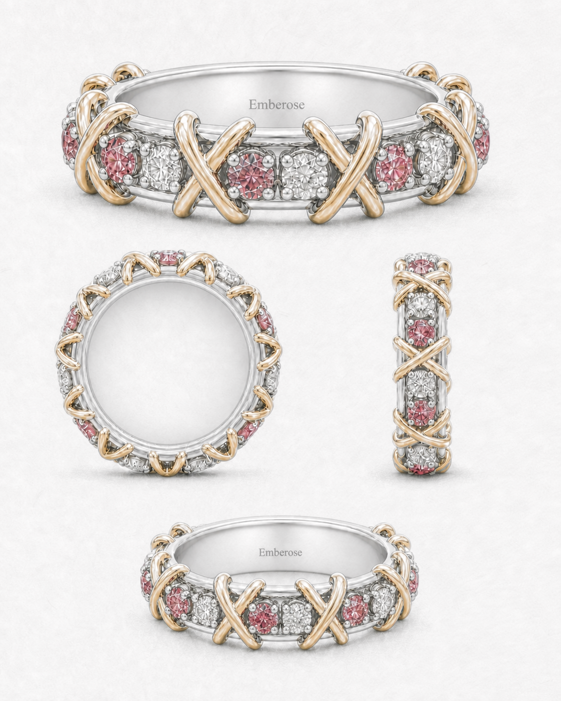 Ember Thread ring design study in pink and white