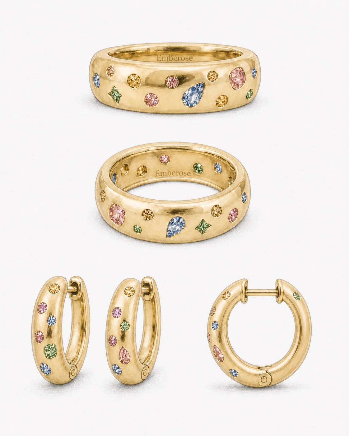 Keepsake Constellation ring and huggie design study with Emberose maker's mark