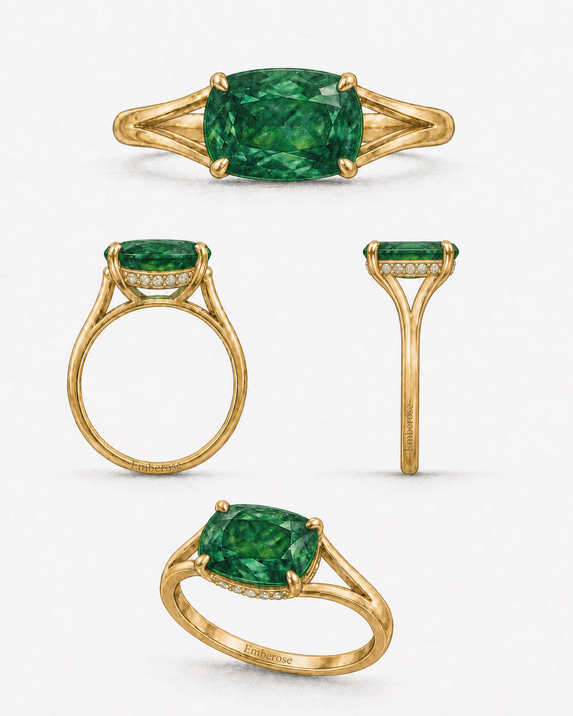 Verdant Arc green centre ring design study with Emberose maker's mark