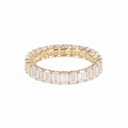 The Dominique — emerald-cut diamond eternity ring on white