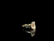 Isolde’s Secret ring, right profile with cathedral shoulders and reflection on black Perspex