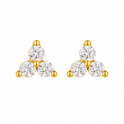Lucie gold-plated three-stone cubic zirconia cluster studs — enhanced product rendering