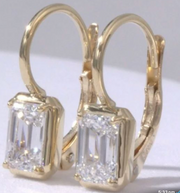 Emerald-cut laboratory-grown diamond leverback earrings reference