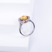 Sunlit Halo yellow diamond ring side view