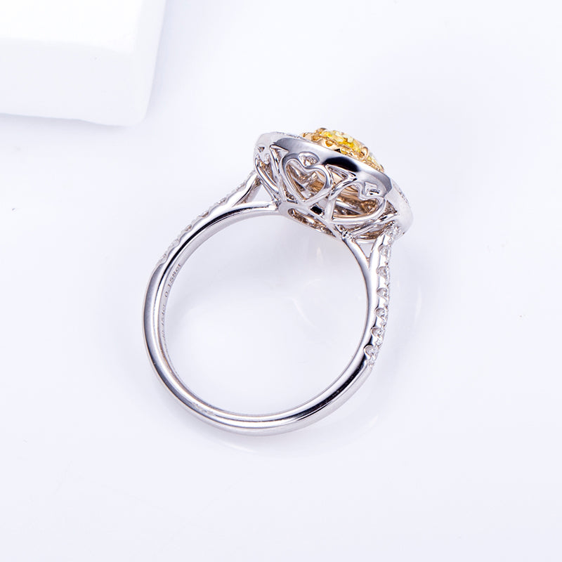 Sunlit Halo yellow diamond ring profile view