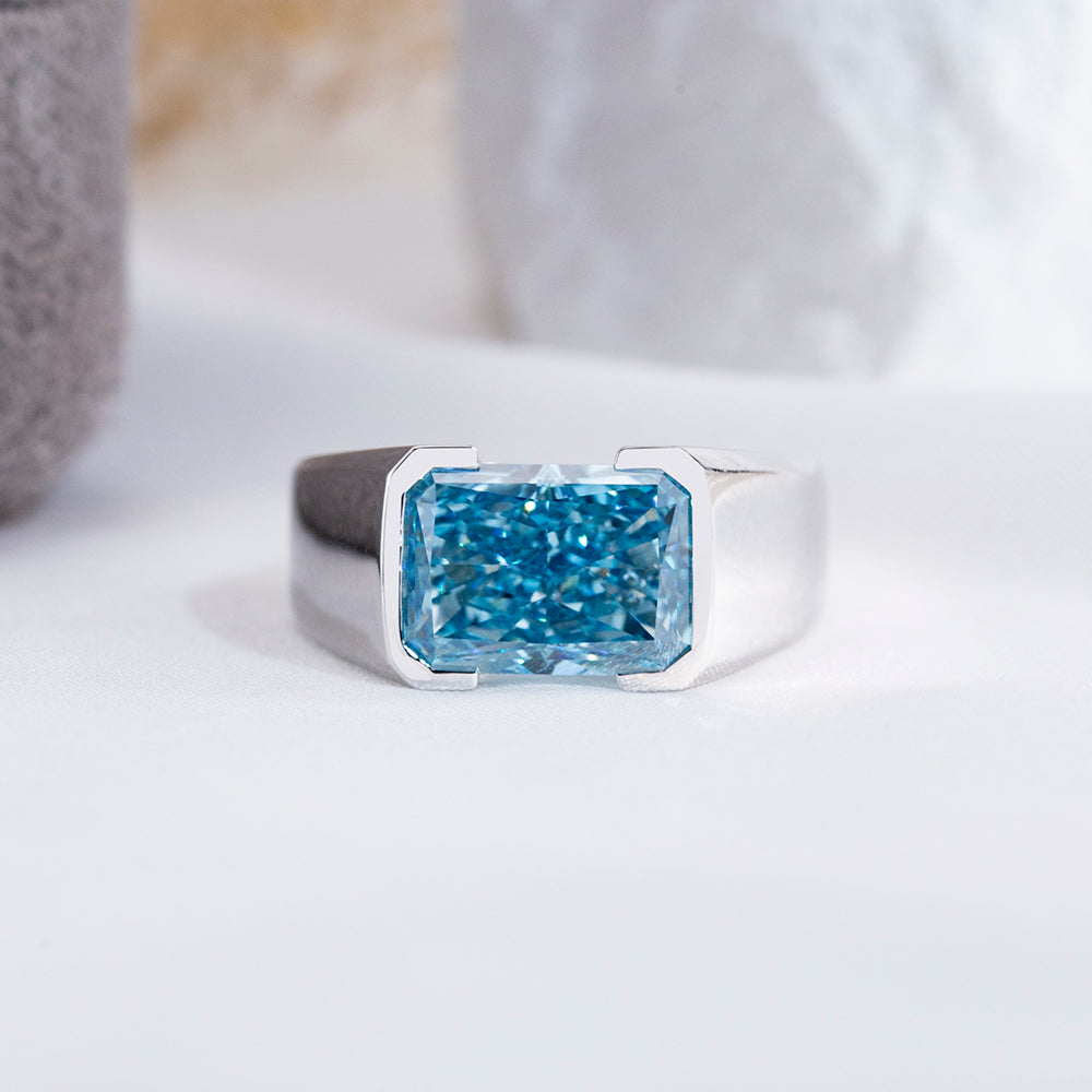 Blue Bastion — blue radiant-cut ring, supplier reference MSR-1717