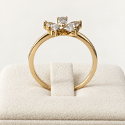 Posy — side profile showing the low floral setting and fine band