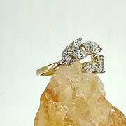 Laurel diamond leaf ring — close-up on a natural crystal