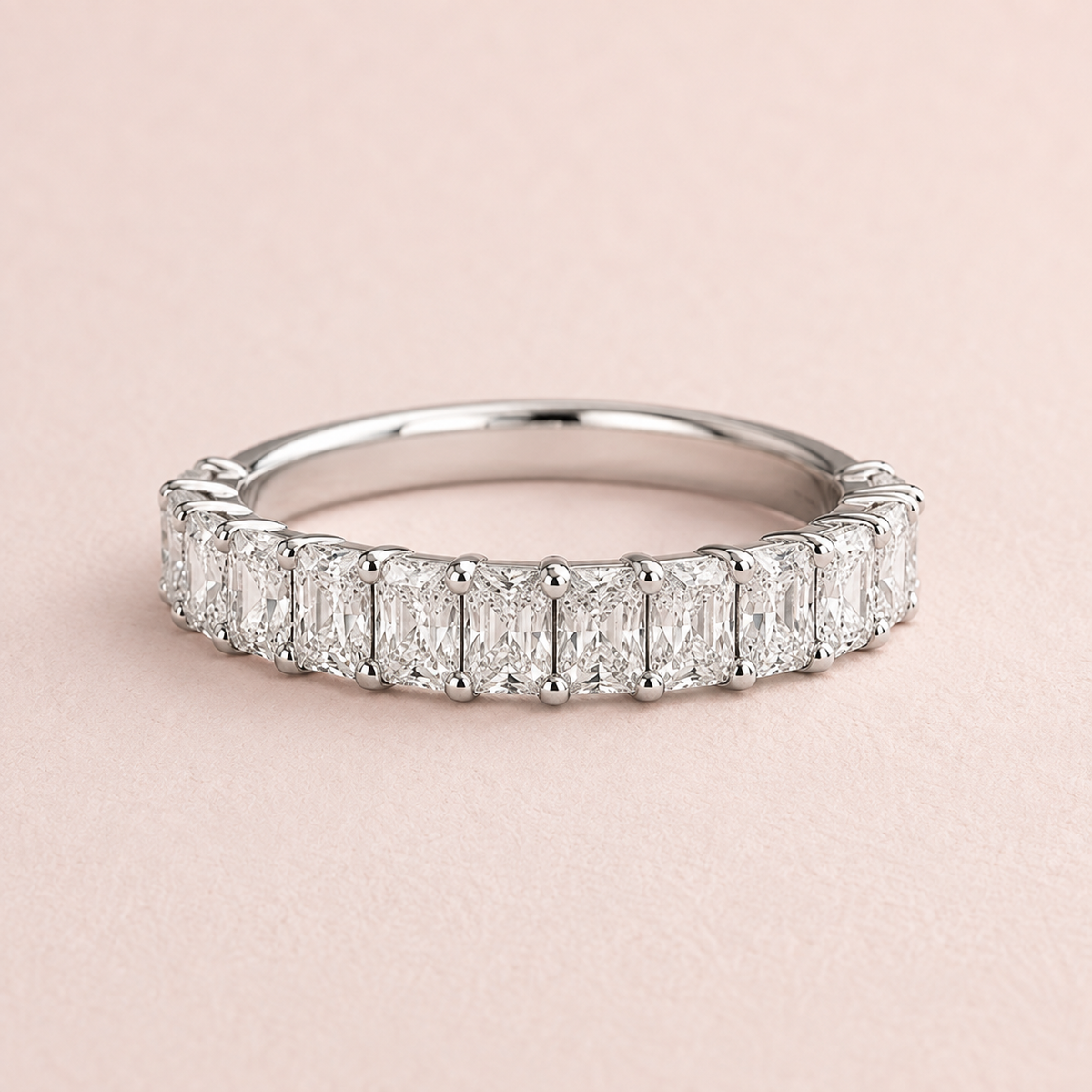 Sarena elongated radiant-cut lab-grown diamond partial-eternity band — representative Emberose concept