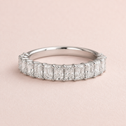 Sarena elongated radiant-cut lab-grown diamond partial-eternity band — representative Emberose concept