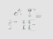 Tessa earrings — original CAD design drawing with front, side and setting views and approximate measurements; not a finished-product photograph