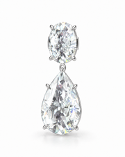Tessa silver and moissanite earring detail — one earring shown, sold as a pair; CAD-based visualisation