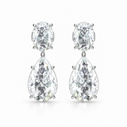 Tessa silver and moissanite earrings, complete pair — CAD-based visualisation