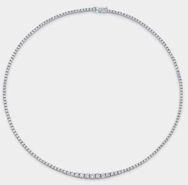 Graduated diamond tennis necklace in a 16-inch length